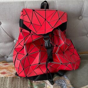 Geometric Red Backpack